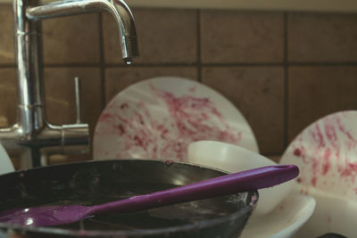 Close-up of ice cream in kitchen at home