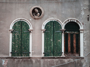 Closed door of old building