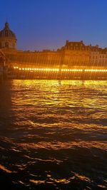 Illuminated buildings at night