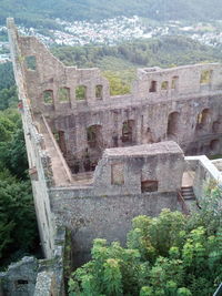 High angle view of old ruin building