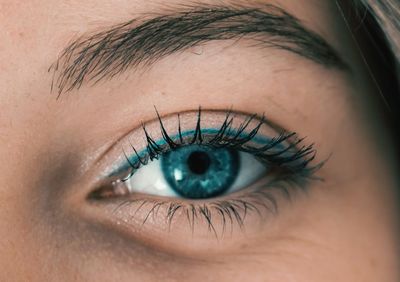 Close-up of teenage girl eye with eyeshadow