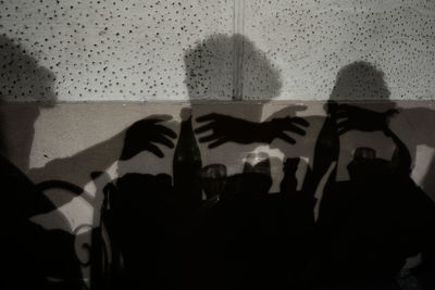 Shadow of people on glass window