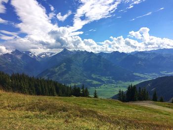 Scenic view of mountains against sky