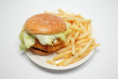 Close-up of burger in plate