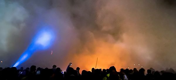 Panoramic view of crowd at music concert