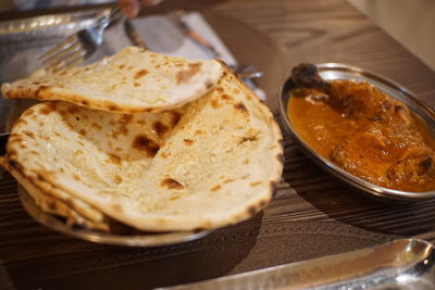 High angle view of food in plate