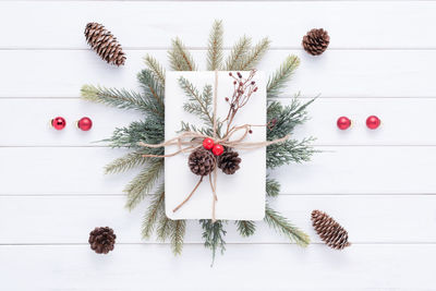 Directly above shot of christmas decoration on table