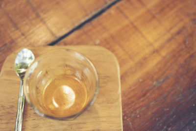 High angle view of coffee on table