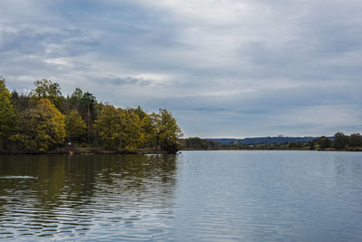 Scenic view of lake against sky