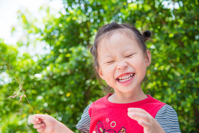 Close-up of a girl smiling