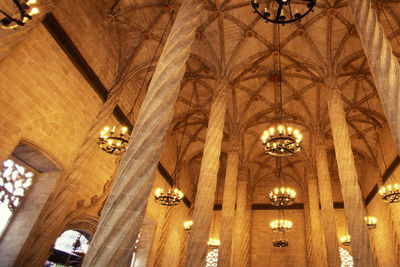 Low angle view of illuminated ceiling of building