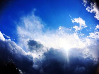 Low angle view of clouds in blue sky