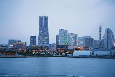 City lit up at dusk