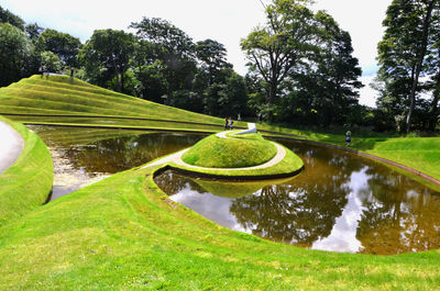 Scenic view of pond in park