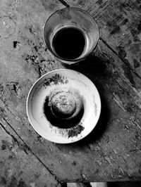 High angle view of coffee on table