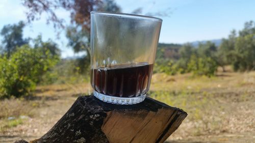 Close-up of beer glass