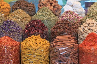Full frame shot of spices for sale at market