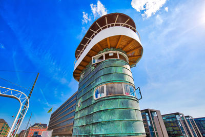 Low angle view of water tower against sky