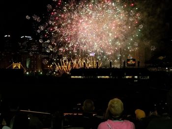 Firework display at night