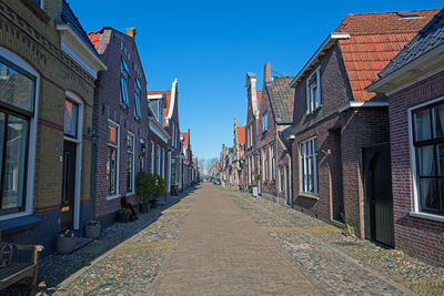 Medieval houses in the streets of hindeloopen in the netherlands