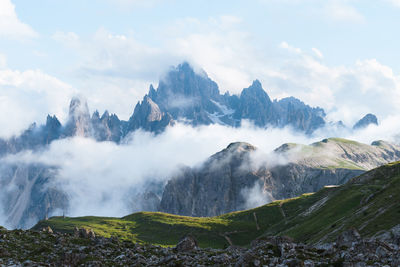 Scenic view in drei zinnen nature park, south tyrol, italy