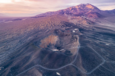 Sunrise in ubehebe crater. death valley, california. beautiful morning colors