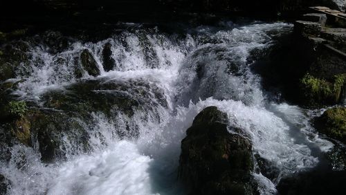 Water flowing through rocks