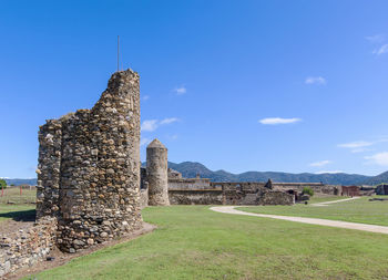 View of the medieval fortress in roses, catalonia, northern spain