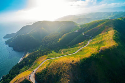 Aerial view of mountains against sky