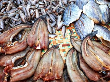 Full frame shot of fish for sale in market