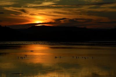 Scenic view of sunset over sea