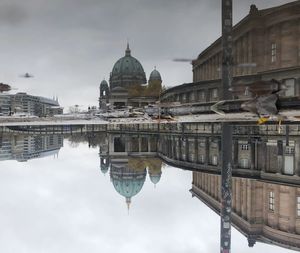 Reflection of buildings in city