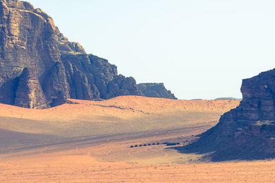 Scenic view of rocky mountains against clear sky