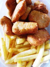 High angle view of potatoes in plate