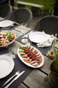 High angle view of food on table