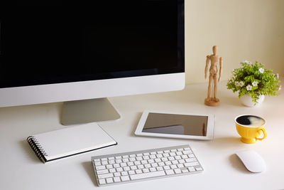 Objects on table at office