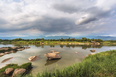 Kaeng ah hong point of view the navel of mekong river at wat ahong silawat, bueng kan, thailand.