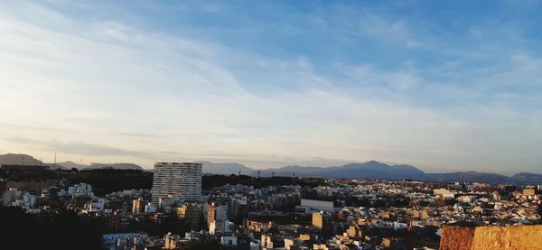 High angle view of townscape against sky