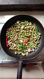 High angle view of vegetables in container