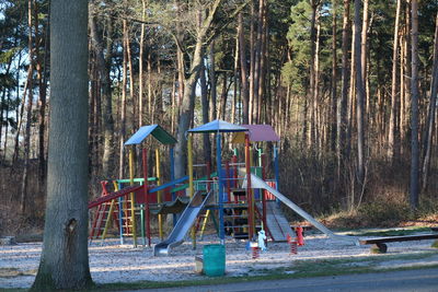 View of playground in forest