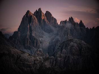 Panoramic view of mountains against sky during sunset