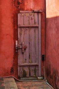 Closed door of old building