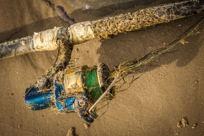 Close-up of abandoned sand