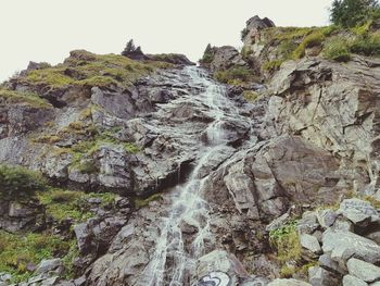 Low angle view of waterfall