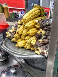 Meat for sale at market stall