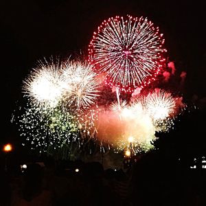 Firework display at night