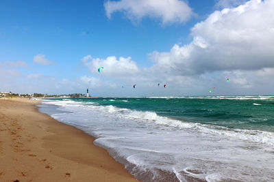 Scenic view of beach against sky