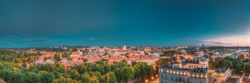 High angle view of townscape against sky