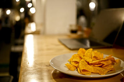 Close-up of food in plate on table at restaurant