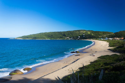 Scenic view of beach against clear sky